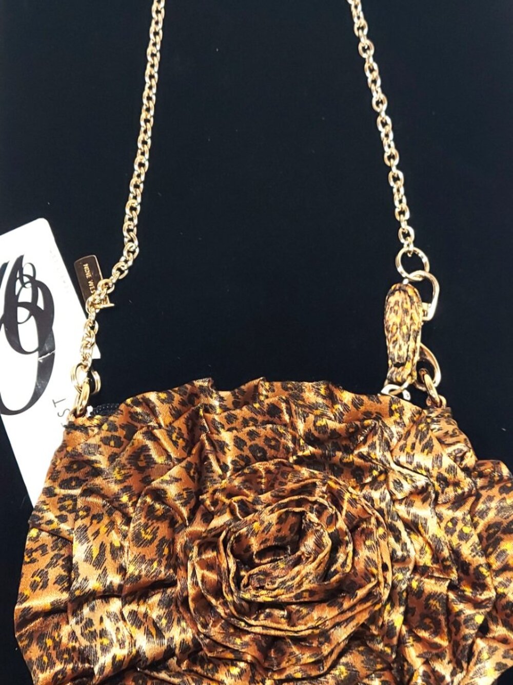 NEW Nine West Crossbody Purse Leopard print w/Gold Chain Strap